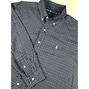 Ralph Lauren Classic Fit XL Button Down Tattersall‎ Blue White Shirt